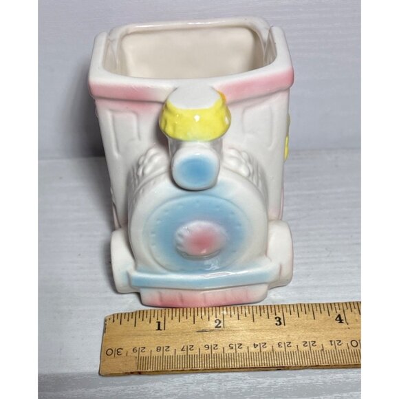 Vintage Patmar Japan Ceramic Train Planter Yellow Birds Baby Arrangement - Picture 7 of 9
